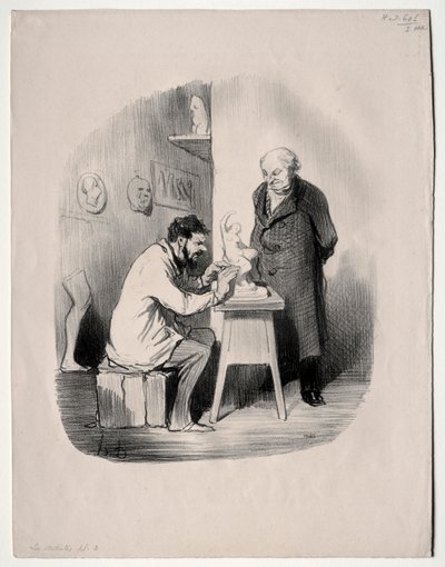 द आर्टिस्ट्स, प्लेट 2: आप मुझे इस तरीके से एक दिन, 1848 में मॉडल करना होगा। द्वारा होनोरे ड्यूमियर