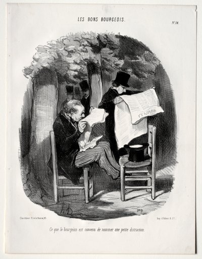 द गुड बुर्जुआ, प्लेट 14: बुर्जुआ क्या एक व्याकुलता मानते हैं, 1846। द्वारा होनोरे ड्यूमियर