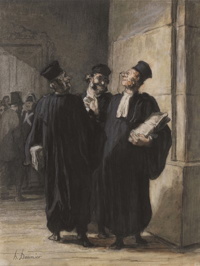 तीन वकील बातचीत, c.1862-65 द्वारा Honoré Daumier