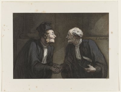 दो वकील हाथ मिलाते हुए, c.1840 द्वारा होनोरे ड्यूमियर