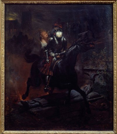 लियोनोर की गाथागीत गॉटफ्राइड बर्गर की कविता "" लियोनोर" (1747-1794) का चित्रण, उसके घोड़े पर मौत लियोनोर को ले जाती है। एमिल जीन होरेस वर्नेट (1789-1863) 1839 सन द्वारा पेंटिंग। 0,61x0,55 मीटर नैनटेस, म्यूसी डेस बीक्स आर्ट्स द्वारा एमिल जीन होरेस वर्नेट