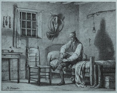 द मैन-सर्वेंट ऑफ़ लिमियर राइजिंग फ्रॉम बेड, सी। 1818। द्वारा एमिल जीन होरेस वर्नेट
