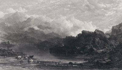 एक हाईलैंड झील, धुंध पहाड़ों पर आराम करती है द्वारा होरेशियो मैकुलोकल