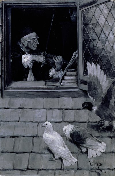 ओल्ड वायलिन, 1894 (कैनवस एन ग्रिसल पर तेल) द्वारा हावर्ड पाइल