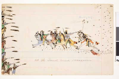 सैंड क्रीक नरसंहार में, 1874-75 (कलम, स्याही कागज पर und wc) द्वारा हॉफिंग वुल्फ