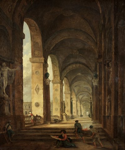 रोमन आर्किटेक्चर का एक काइकोसिओ, c.1775 (कैनवास पर तेल) द्वारा ह्यूबर्ट रॉबर्ट