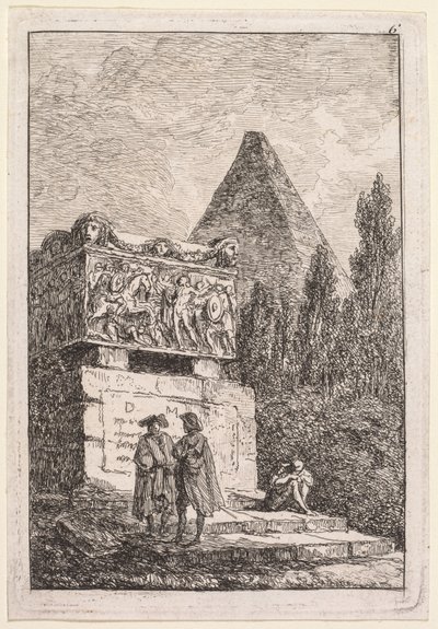 द इवनिंग ऑफ रोम: द सरकोफेगस, 1763-1764। द्वारा ह्यूबर्ट रॉबर्ट