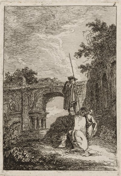 रोम में शाम से प्लेट आठ, 1763-64 द्वारा ह्यूबर्ट रॉबर्ट