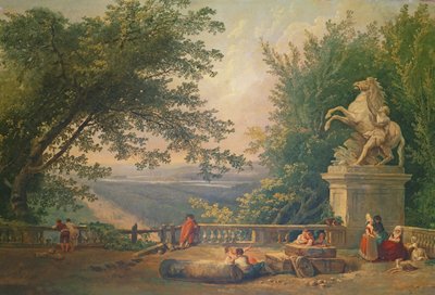 पार्क में टेरेस खंडहर, c.1780 (कैनवास पर तेल) द्वारा ह्यूबर्ट रॉबर्ट
