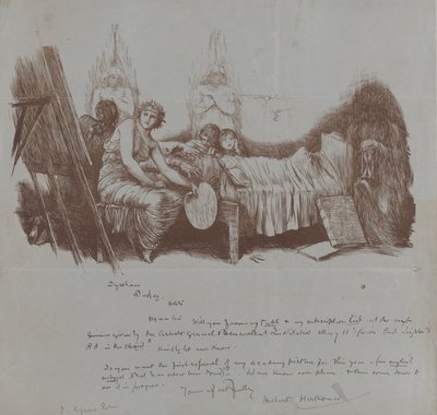 1877-78 में ह्यूबर्ट वॉन हेर्कॉमर से थॉमस एग्न्यू के लिए एक लाभकारी रात्रिभोज का निमंत्रण। द्वारा ह्यूबर्ट वॉन हेर्कॉमर