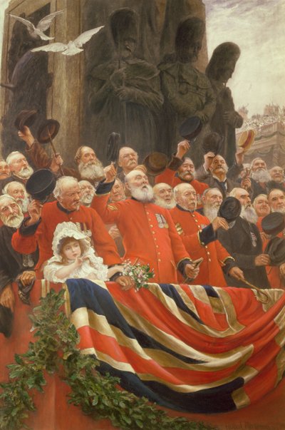 गार्ड्स चीयर, 1898 (फोटो-चित्रण पर wc und gouache द्वारा ह्यूबर्ट वॉन हेर्कॉमर
