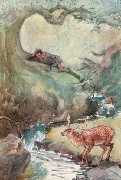 शेक्सपियर के ऐज़ यू लाइक इट (कलर लिथो) के लिए चित्रण द्वारा ह्यूग थॉमसन