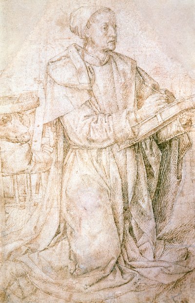सेंट ल्यूक के लिए अध्ययन कक्ष, ह्यूगो वैन डेर गोएस (1440-1482) द्वारा, चित्र द्वारा ह्यूगो वैन डेर गोज़