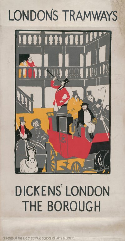 'डिकेंस' लंदन - द बरो', लंदन काउंटी काउंसिल एलसीसी ट्रामवेज पोस्टर, 1923 द्वारा मैं जेफसन