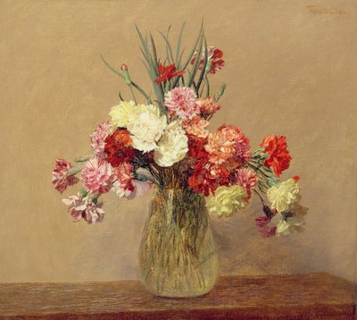कार्नेशन्स का एक गुलदस्ता, 1890 द्वारा Ignace Henri Jean Fantin Latour