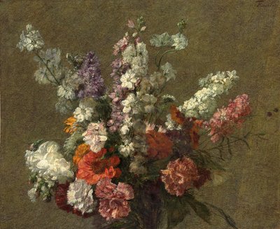 delphiniums; लार्क के पैर, 1899 द्वारा इग्नेस हेनरी जीन फेंटिन लटौर