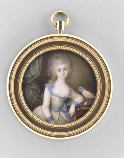 एक महिला का चित्र, c.1785 (हाथी दांत, ऑरमोलु और कांच पर पानी का रंग) द्वारा इग्नेस जीन विक्टर कैम्पाना