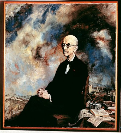 मैनुअल डी फला का पोर्ट्रेट (1876-1946), स्पेनिश संगीतकार द्वारा इग्नासिओ ज़ुल्ओगा वाई ज़बलेटा