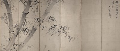 चाँदनी बांस, छह-पैनल तह स्क्रीन, c.1758-60 (कागज पर स्याही) द्वारा आइके कोई टैगा