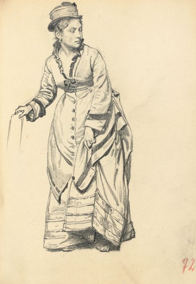 स्थायी महिला उसकी पोशाक, सी पकड़े। 1872-1875 द्वारा इल्या एफिमोविच रेपिन