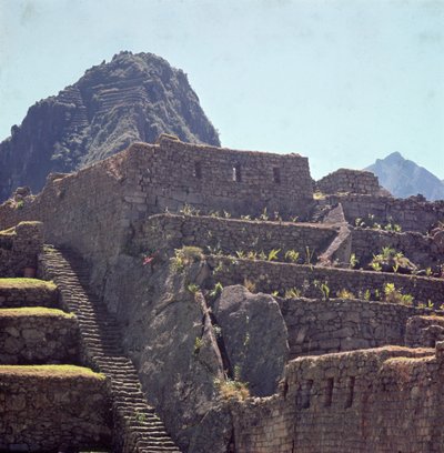 माचू पिचू में गढ़ की छत इमारतों के खंडहर द्वारा Incan