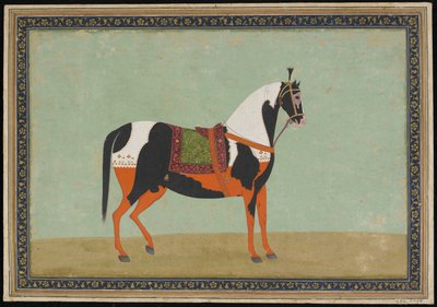 ए हॉर्स, एल्बम फोलियो, 19 वीं सदी (अपारदर्शी जल रंग और कागज पर सोना) द्वारा इंडियन स्कूल