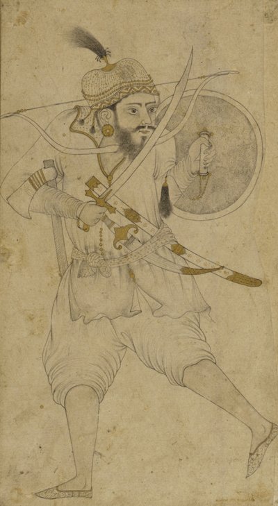 एक तातार सैनिक, अहमदनगर, डेक्कन पठार (कागज पर स्याही और मामूली टिंट) द्वारा इंडियन स्कूल