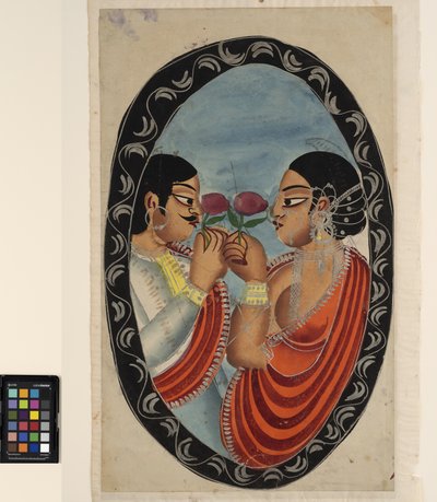 एक फोपे ने एक दरबारी (रेक्टो), c.1880 (कागज पर वाटर कलर) का दौरा किया द्वारा इंडियन स्कूल