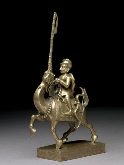 ऊंट की सवारी करने वाला एक मैचलॉकमैन, विजागापट्टम, c.1795 (पीतल) द्वारा Indian School