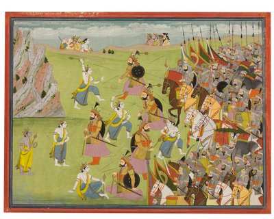 A painting from the Mahabharata: Balabhadra fighting Jarasandha, Kangra or Garhwal, c.1810-20 द्वारा इंडियन स्कूल