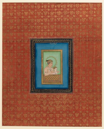 अकबर और उनके एक बेटे या पोते, 1875-1900 (कागज पर अपारदर्शी wc और सोना) द्वारा इंडियन स्कूल