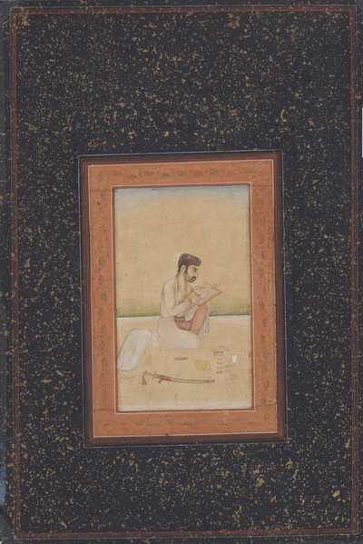 चित्रकार चश्मा पहने (स्याही, रंग और कागज पर सोना) द्वारा इंडियन स्कूल
