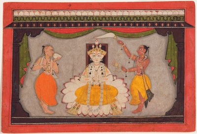 विष्णु का बुद्ध अवतार, c.1700 (कागज पर अपारदर्शी wc, सोना और सुपारी) द्वारा इंडियन स्कूल