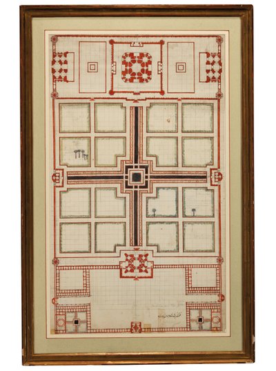 ताजमहल, आगरा, उत्तर भारत के बागानों की प्रारंभिक योजनाबद्ध योजना, c.1805 द्वारा इंडियन स्कूल