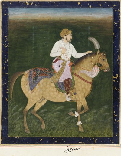जहांगीर के अश्वारोही चित्र, चित्र के साथ एल्बम फोलियो को अलग कर दिया, c.1900 द्वारा इंडियन स्कूल