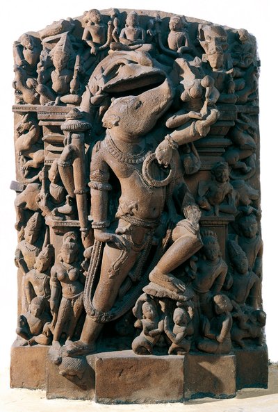 भारतीय कला: एक सूअर के रूप में हिंदू दिव्य विष्णु। खजुराहो, भारत से। चंदेल काल द्वारा इंडियन स्कूल