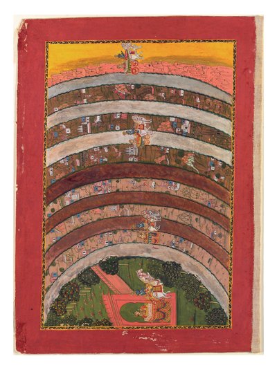 अपने रथ में कृष्ण की यात्रा से अनजान भूमि के माध्यम से यात्रा, c.1750 (अपारदर्शी wc, सोना और चांदी पोस्ट) द्वारा इंडियन स्कूल