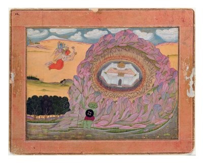कृष्ण ने नारका के गढ़ का अनुमोदन किया, c.1710 (कागज पर अपारदर्शी wc और सोना) द्वारा इंडियन स्कूल