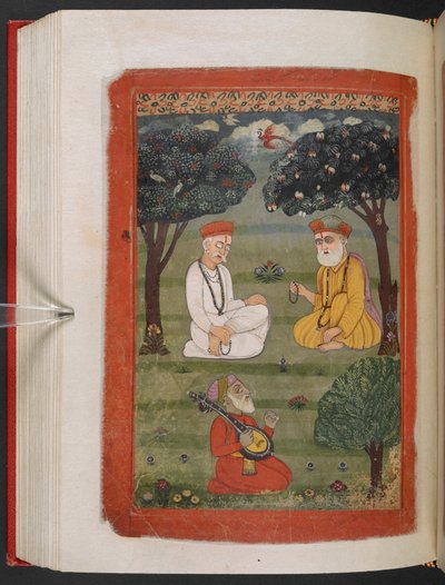 MS Panj B 40, f.131v, Bhagat Kabir ji and Guru Nanak Dev ji meeting, illustration from the 