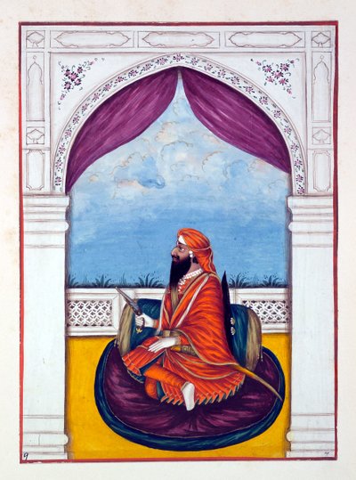 महाराजा ज्ञान सिंह, द किंगडम ऑफ़ द पंजाब, इसके रूलर्स एंड चीफ्स, वॉल्यूम I, एक अज्ञात भारतीय कलाकार द्वारा 27 वॉटरकलर के अध्ययन की मात्रा, c.1840 (कागज पर wc) द्वारा इंडियन स्कूल