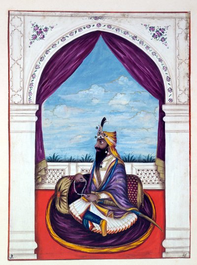 महाराजा करक सिंह, द किंगडम ऑफ़ द पंजाब, इसके रूलर्स एंड चीफ्स, वॉल्यूम I, एक अज्ञात भारतीय कलाकार द्वारा 27 वॉटरकलर के अध्ययन की मात्रा, c.1840 (wc) से द्वारा इंडियन स्कूल