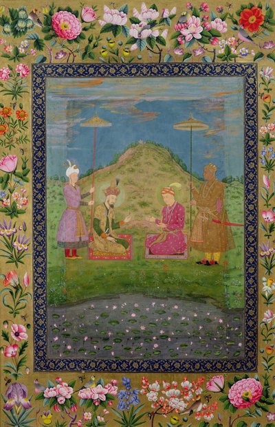 सुश्री ई -14 हुमायूँ (1508-56) और अकबर (1542-1605) एक मोअज़्ज़का से वज़ीर के साथ द्वारा इंडियन स्कूल