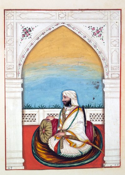 नवाब इमाम-ओड-दून, पंजाब के साम्राज्य से, इसके शासकों और प्रमुखों, खंड II, एक अज्ञात भारतीय कलाकार द्वारा 30 वॉटरकलर अध्ययन की मात्रा, c.1840 (कागज पर wc) द्वारा इंडियन स्कूल