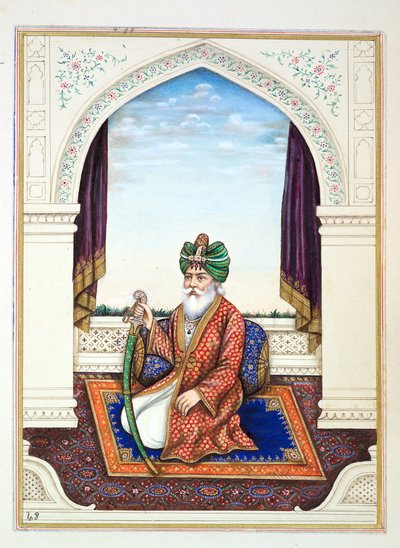 नवाब मोज़फ़ीर खान (मुल्तानी), पंजाब के साम्राज्य से, इसके शासकों और प्रमुखों, खंड II, एक अज्ञात भारतीय कलाकार द्वारा 30 वॉटरकलर अध्ययन की मात्रा, c.1840 (कागज पर wc) द्वारा इंडियन स्कूल
