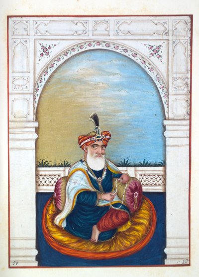 नवाब सरफराज खान (मुल्तानी), पंजाब के साम्राज्य से, इसके शासकों और प्रमुखों, खंड II, एक अज्ञात भारतीय कलाकार द्वारा 30 वॉटरकलर अध्ययन की मात्रा, c.1840 (कागज पर wc) द्वारा इंडियन स्कूल