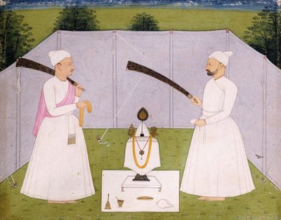 पंडितों ने बलवंत सिंह के व्यक्तिगत श्राइन में भाग लिया, 1750 सी द्वारा इंडियन स्कूल