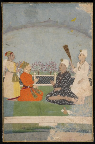 18 वीं शताब्दी के मध्य में, एक पवित्र व्यक्ति का दौरा करने वाले राजकुमार ने पेंटिंग के साथ एल्बम फोलियो को अलग कर दिया द्वारा इंडियन स्कूल