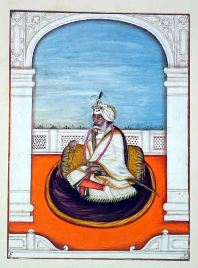 राजह गुलाब सिंह, द किंगडम ऑफ द पंजाब, इसके रूलर्स एंड चीफ्स, वॉल्यूम I, एक अज्ञात भारतीय कलाकार द्वारा 27 वॉटरकलर के अध्ययन की मात्रा, c.1840 (कागज पर wc) द्वारा इंडियन स्कूल