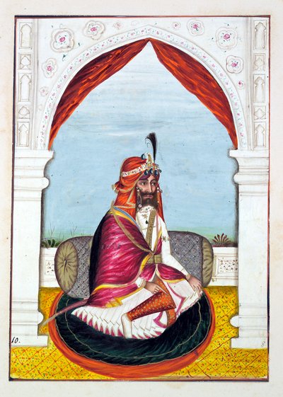 राज सुचेत सिंह, द किंगडम ऑफ़ द पंजाब, इसके रूलर्स एंड चीफ्स, वॉल्यूम I, एक अज्ञात भारतीय कलाकार द्वारा 27 वॉटरकलर के अध्ययन की मात्रा, c.1840 (कागज पर wc) द्वारा इंडियन स्कूल