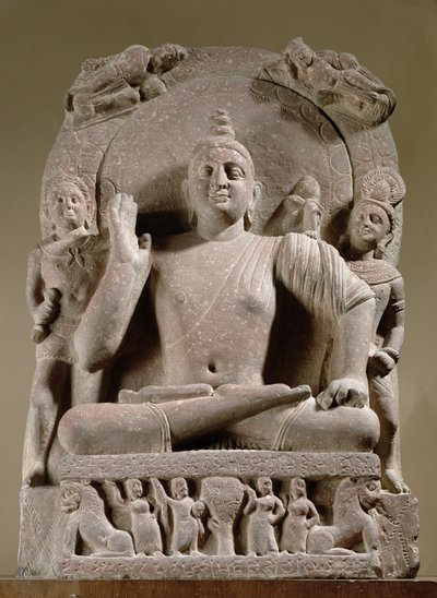 बैठा बोधिसत्व, मथुरा (लाल बलुआ पत्थर) द्वारा इंडियन स्कूल